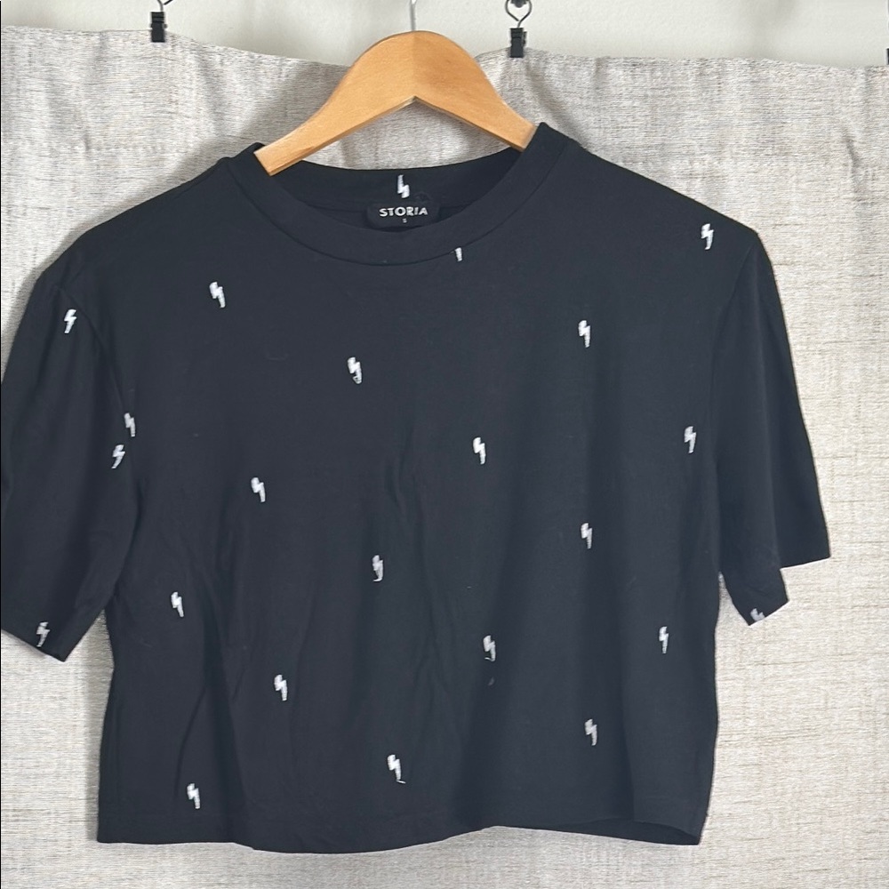Storia Gray Graphic Crop T-Shirt